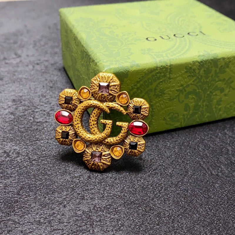 GG Flower Crystal Brooch