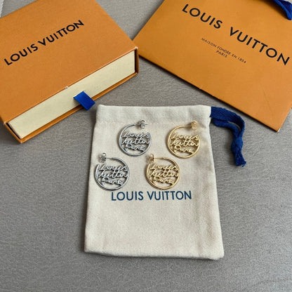 Louis Script Gold Earrings