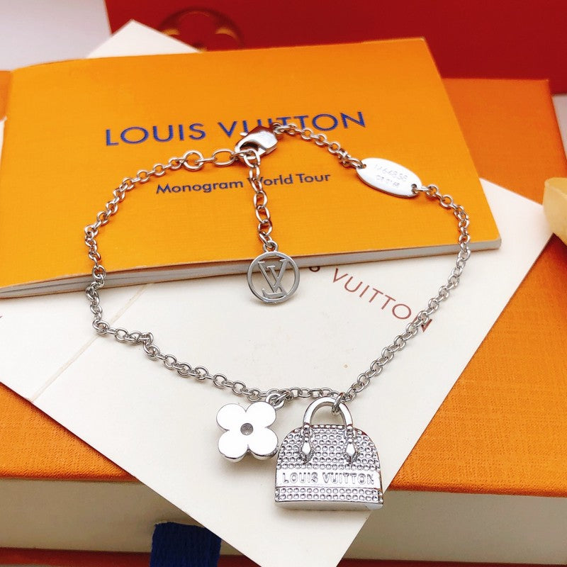 Louis Pink Bag Gold Bracelet