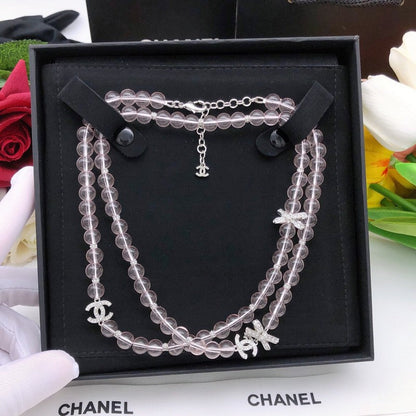 CC Pink Crystal Long Necklace