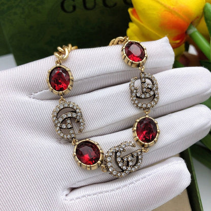 GG Interlocking G Red Crystal Bracelet