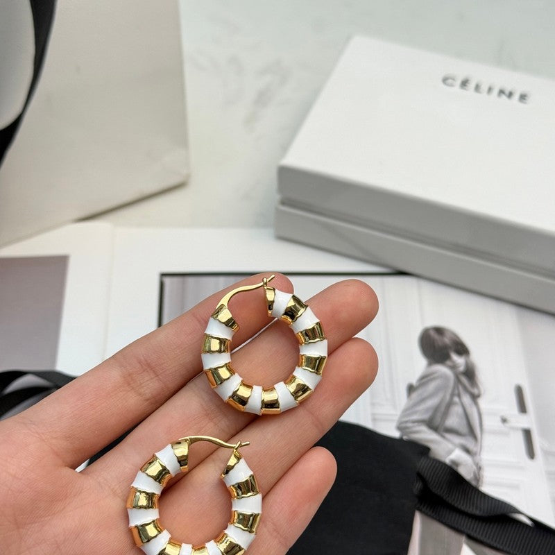 CE Pearl Round Gold Earrings