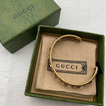GG Red Crystal Flower Cuff Bracelet