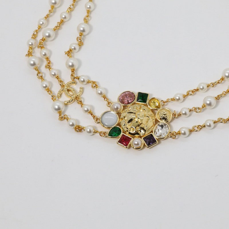 CC Color Crystal Pearls Choker Necklace