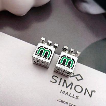 Miu Green & Yellow Cube Earrings