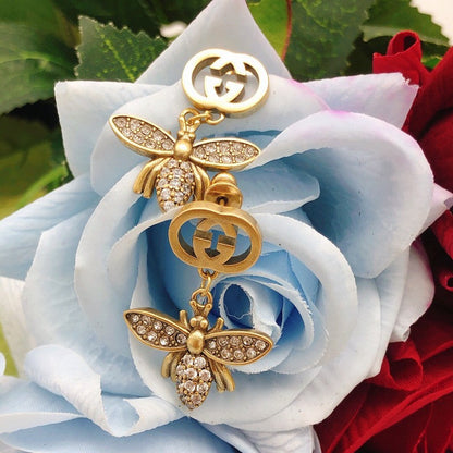 GG Diamond Bee Drop Earrings