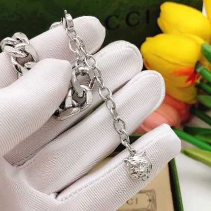 GG Interlocking G White Gold Chain Bracelet