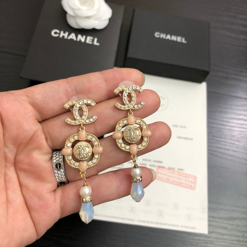 CC Pink Compass Long Earrings