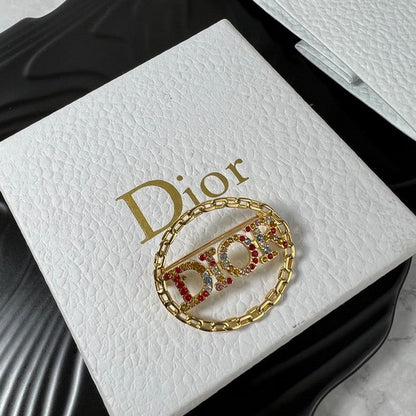 CD Color Crystal Gold Brooch
