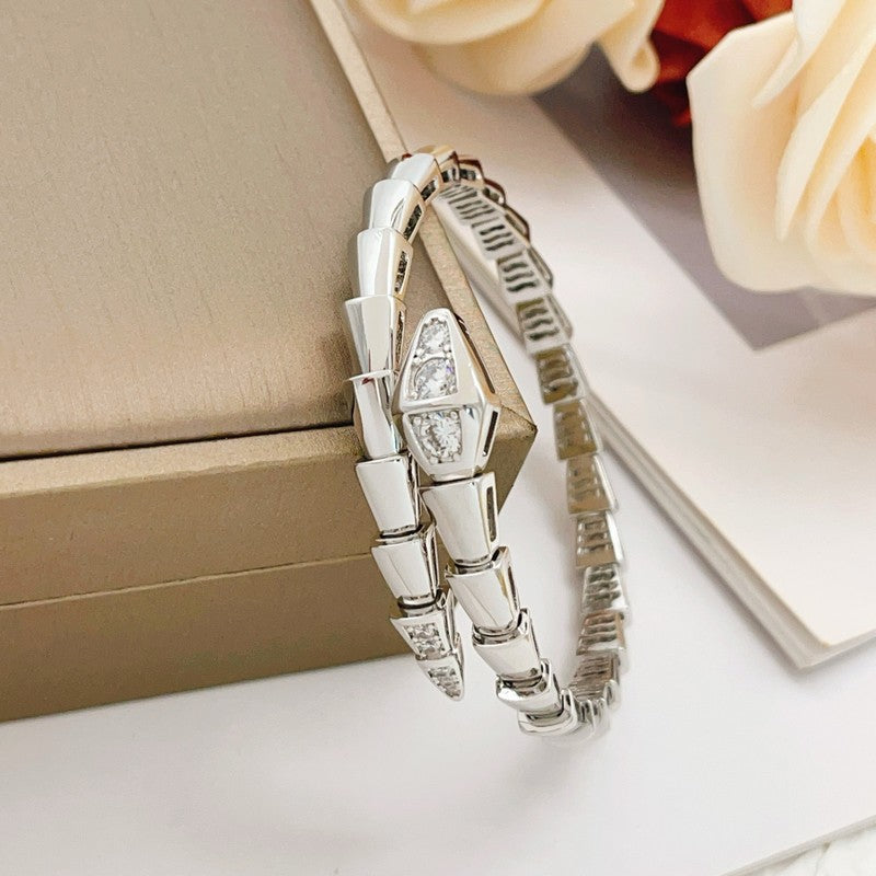 BVLG Serpenti Demi-Pave Diamonds Bracelet