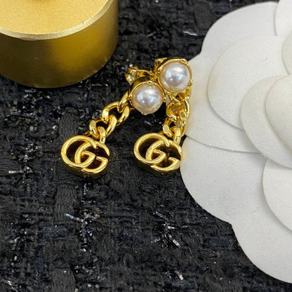GG Pearl Chain Earrings