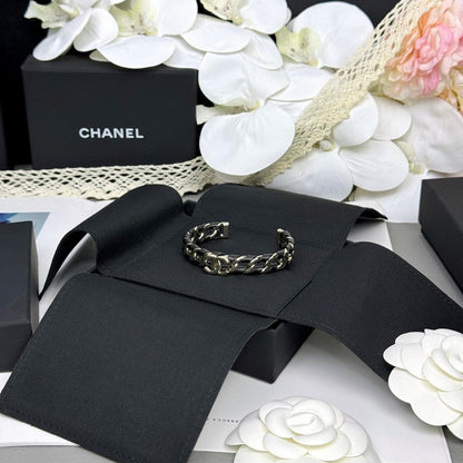 CC 26C Black Leather Cuff Bracelet