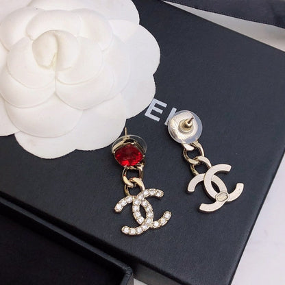 CC Red Crystal Drop Earrings