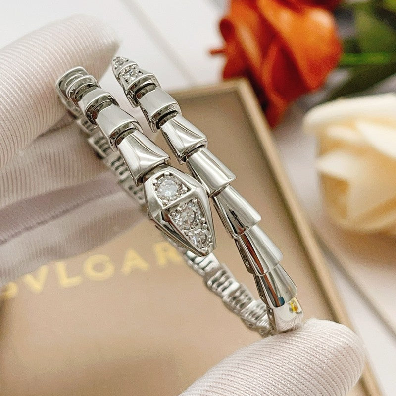 BVLG Serpenti Demi-Pave Diamonds Bracelet