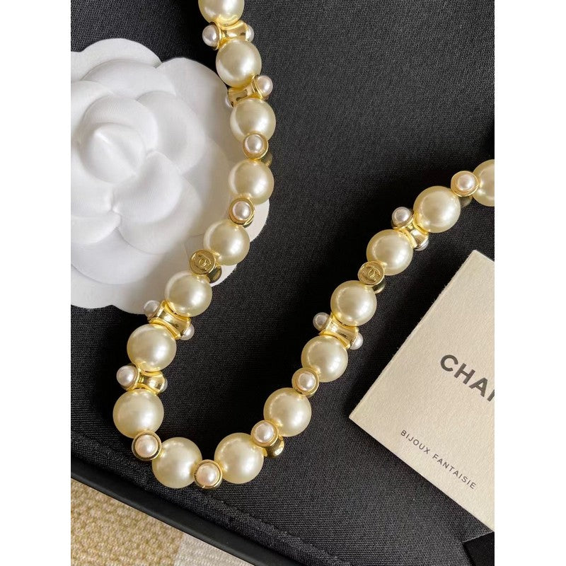 CC 26P Pearl & Gold Chain Necklace