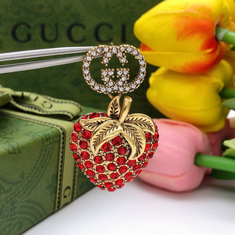 GG Red Strawberry Diamond Earrings