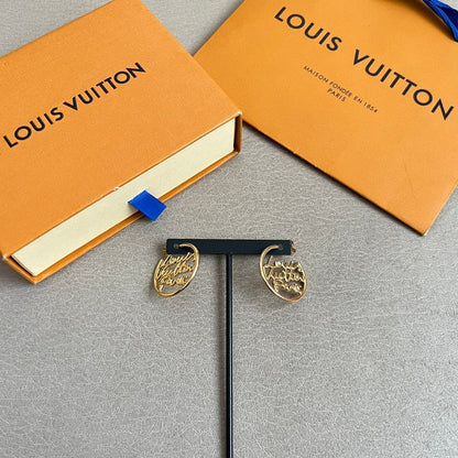 Louis Script Gold Earrings