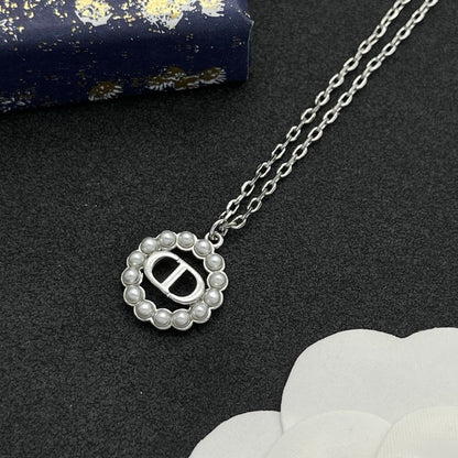 CD Petit Pearl White Gold Necklace