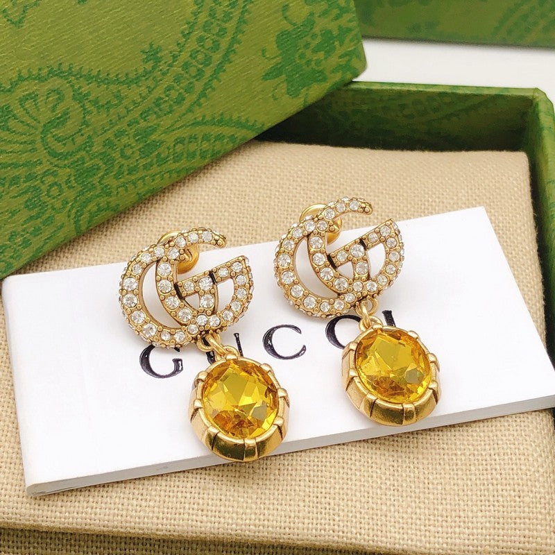 GG Yellow Crystal Diamond Earrings