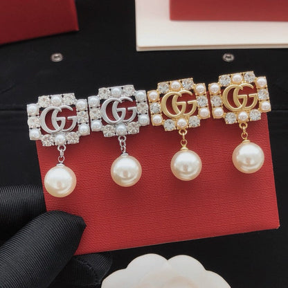 GG Crystal Pearl Drop Earrings