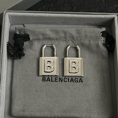 BB Lock White Gold Earrings
