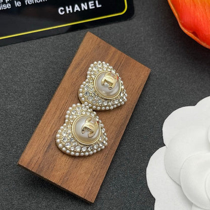 CC Heart Diamond Earrings