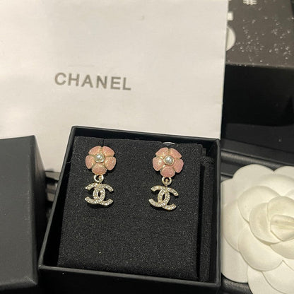 CC 26C Pink Camellia Diamond Earrings