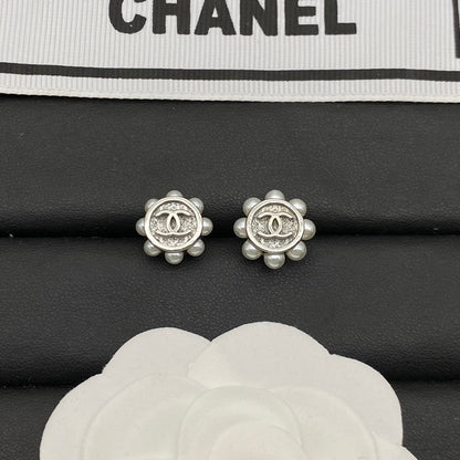 CC Round Pearl Earrings