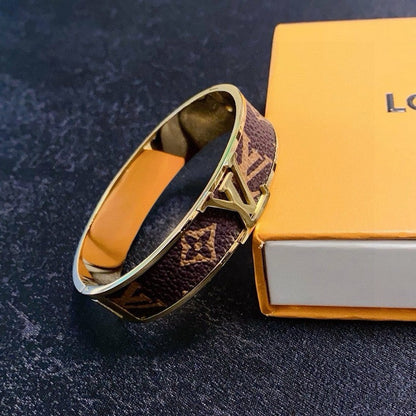 Louis Monogram Wide Leather Bracelet