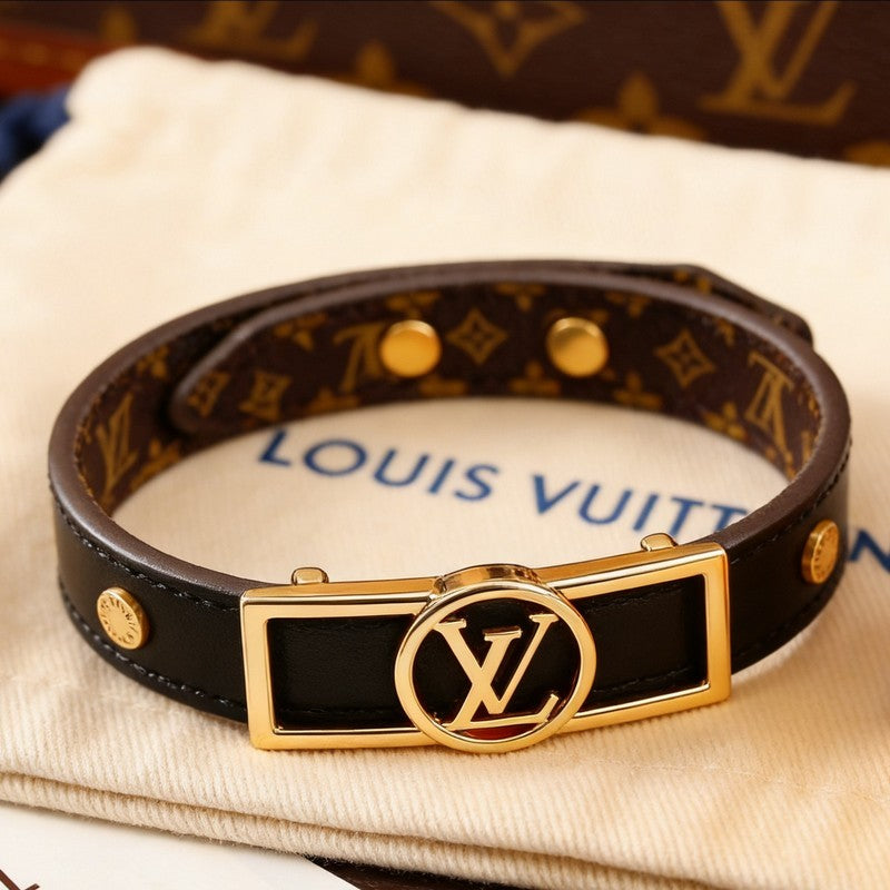 Louis Monogram Vintage Leather Bracelet