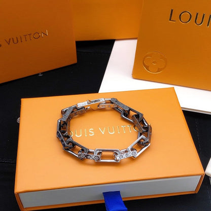 Louis Monogram Black Gold Chain Bracelet