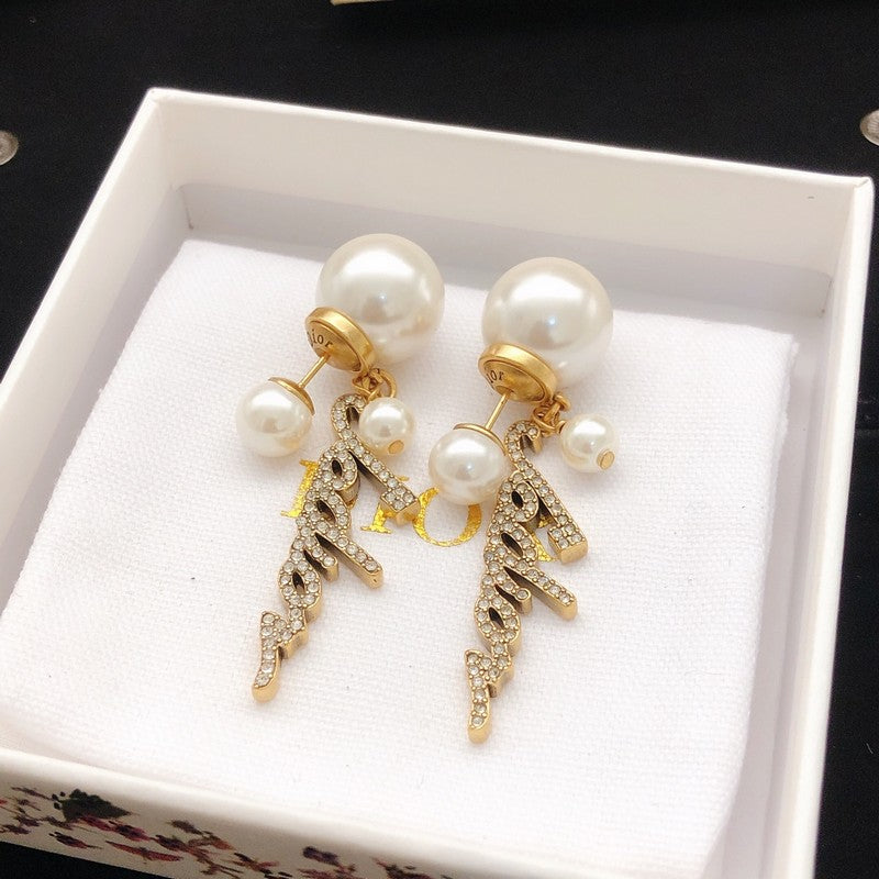 CD J'Adior Long Diamond Earrings
