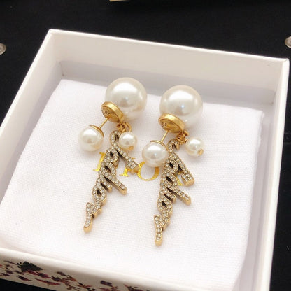 CD J'Adior Long Diamond Earrings