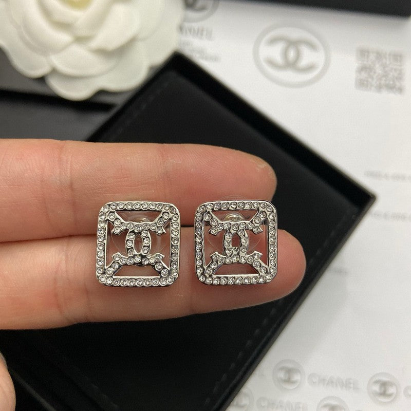 CC Pave Diamond Square Earrings