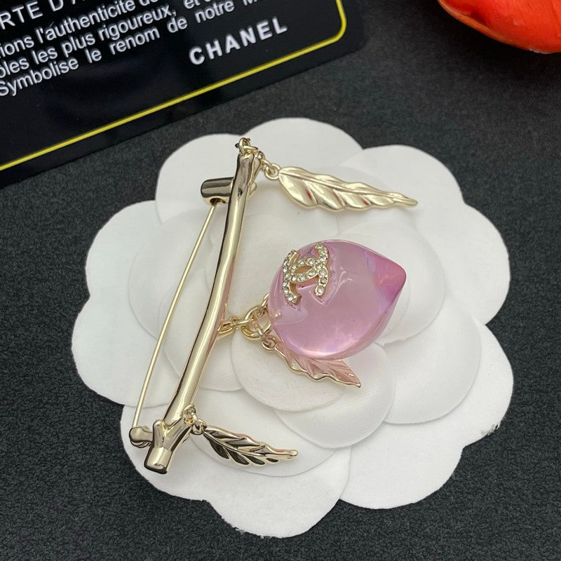 CC Pink Crystal Heart Brooch