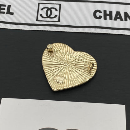 CC Black Heart Gold Brooch