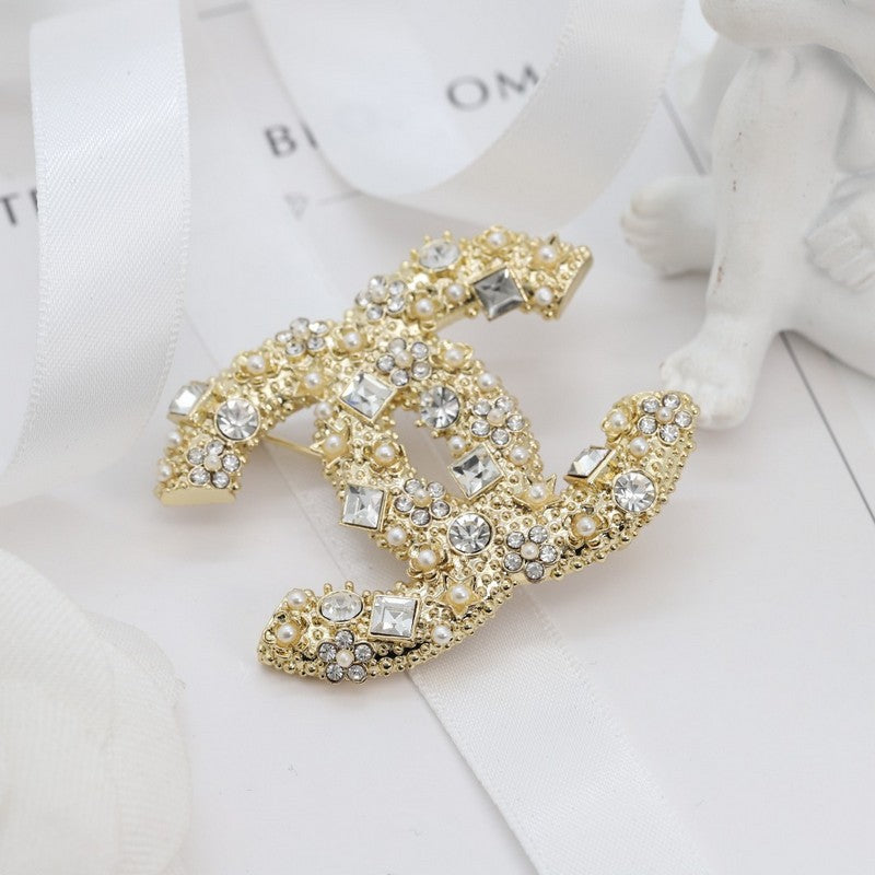 CC Crystal Gold Brooch