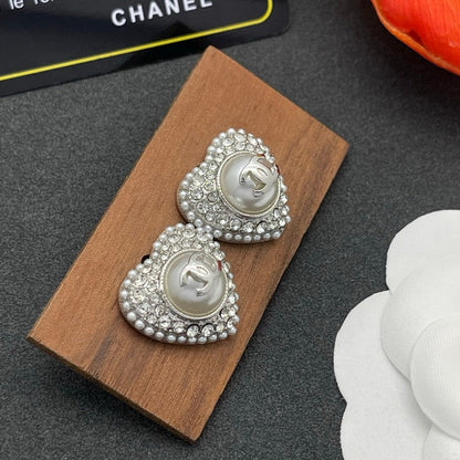 CC Heart Diamond Earrings