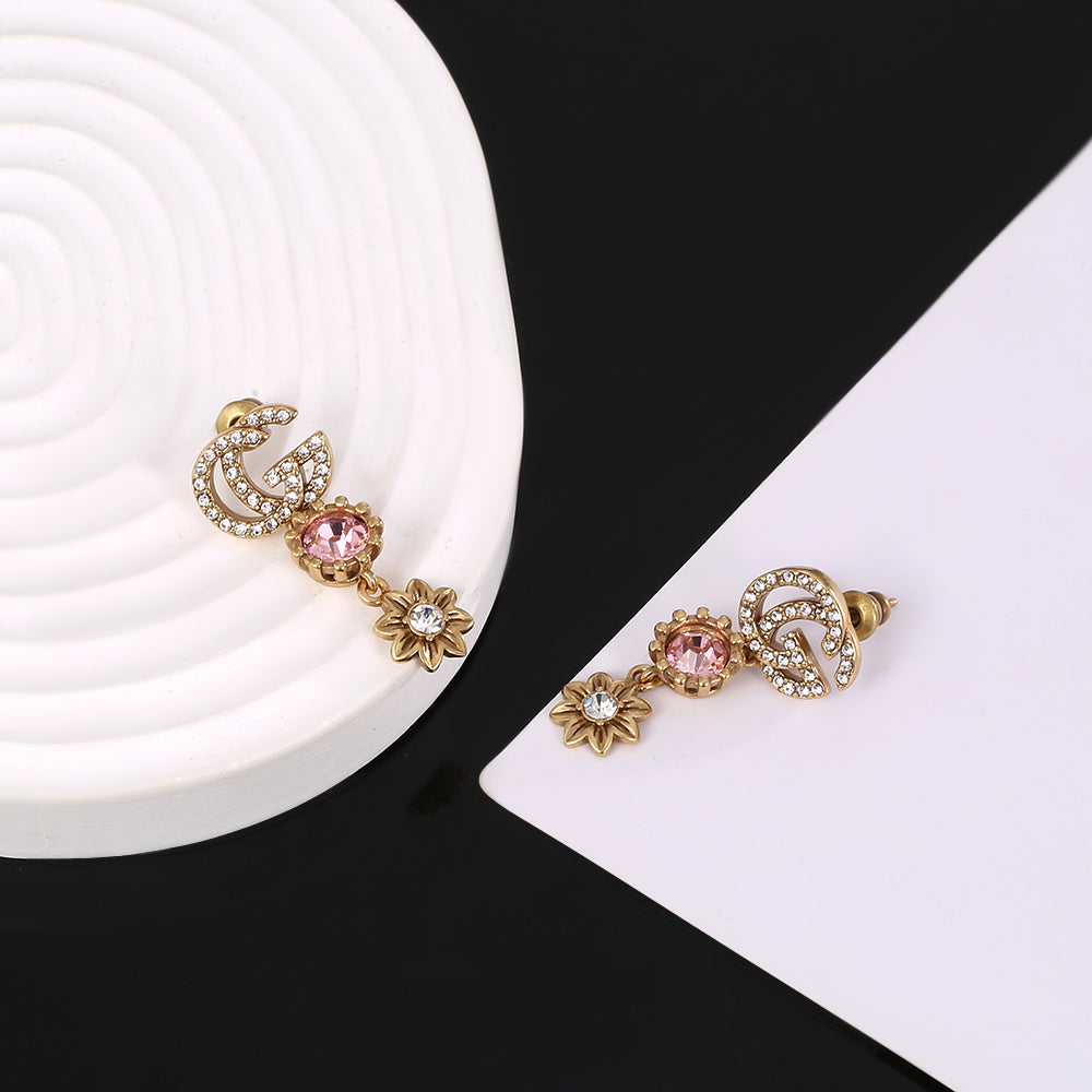 GG Flower Crystal Earrings