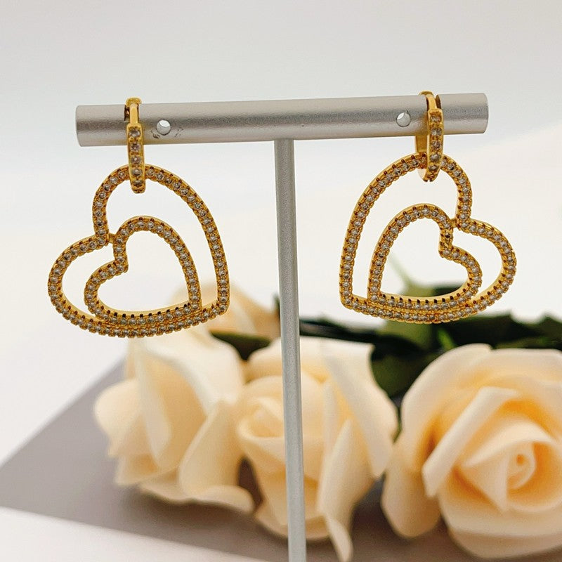 T Heart Diamond Earrings