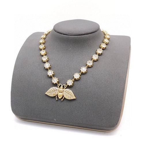 GG Bee Diamond Chain Choker Necklace
