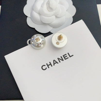 CC Pearl Round Crystal Earrings