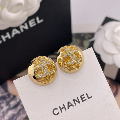 CC Yellow Gold Diamond Earrings