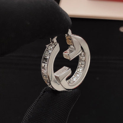 GG Crystal White Gold Earrings