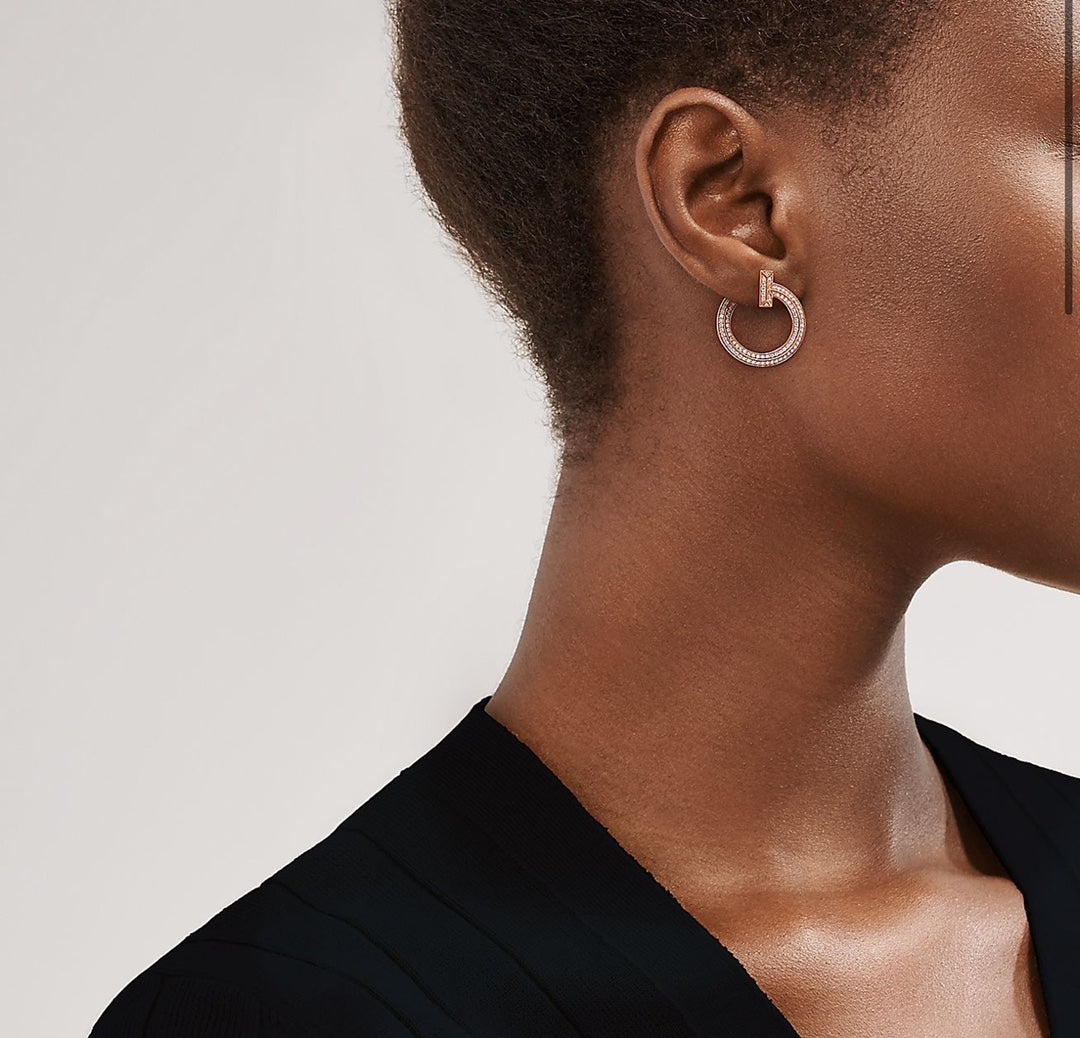 Tiff T1 Open Hoop Rose Gold Earrings