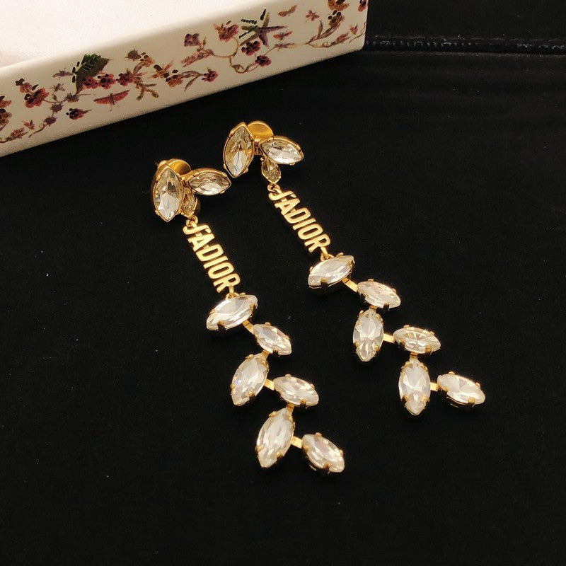 CD Tribales Tree Crystal Long Earrings
