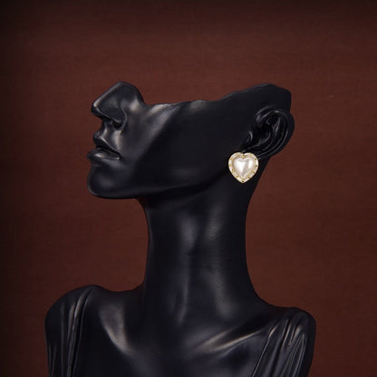 CE Heart Pearl Earrings
