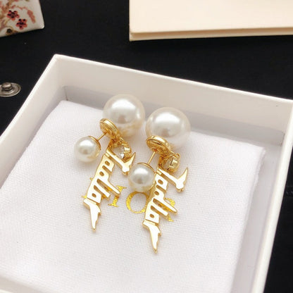 CD J'Adior Long Pearl Earrings