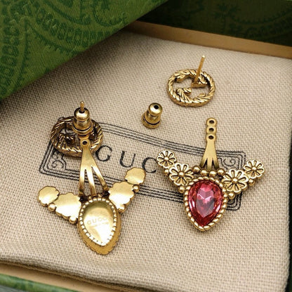 GG Pink Crystal Gold Earrings