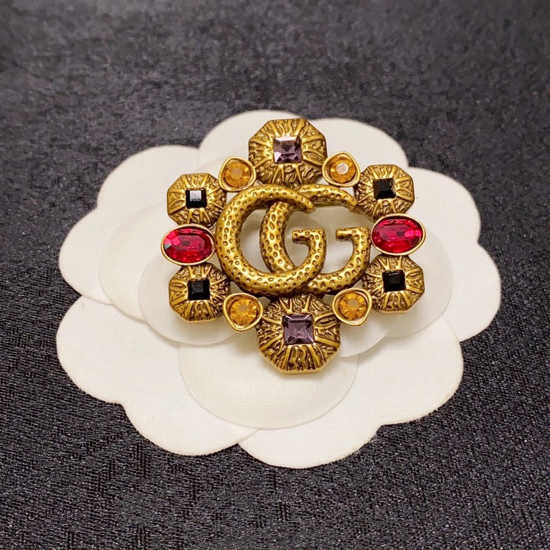 GG Flower Crystal Brooch